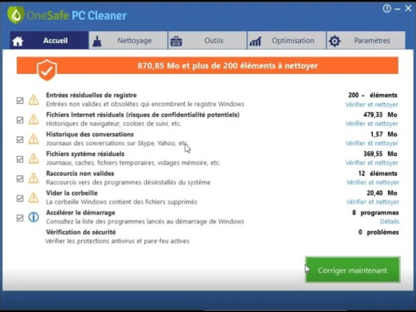 Téléchargez OneSafe PC Cleaner Gratuit 